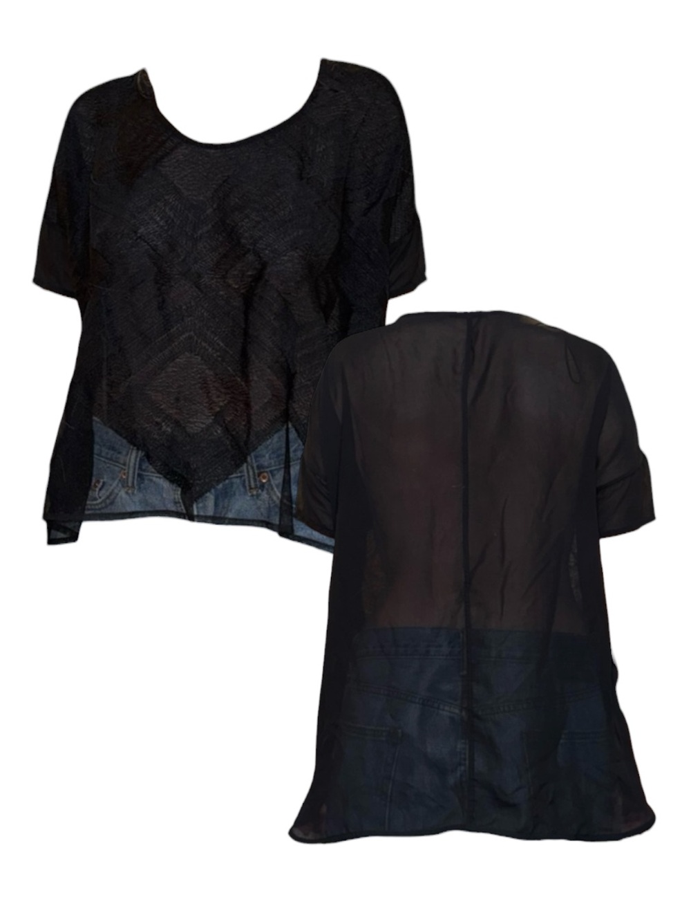 Elegant Black Sheer Women's Top